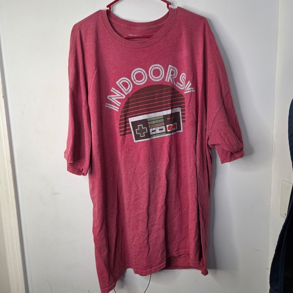 Nintendo Indoorsyโ NES Controller Graphic T-Shirt Mens 5XL Heather Red Retro Tee